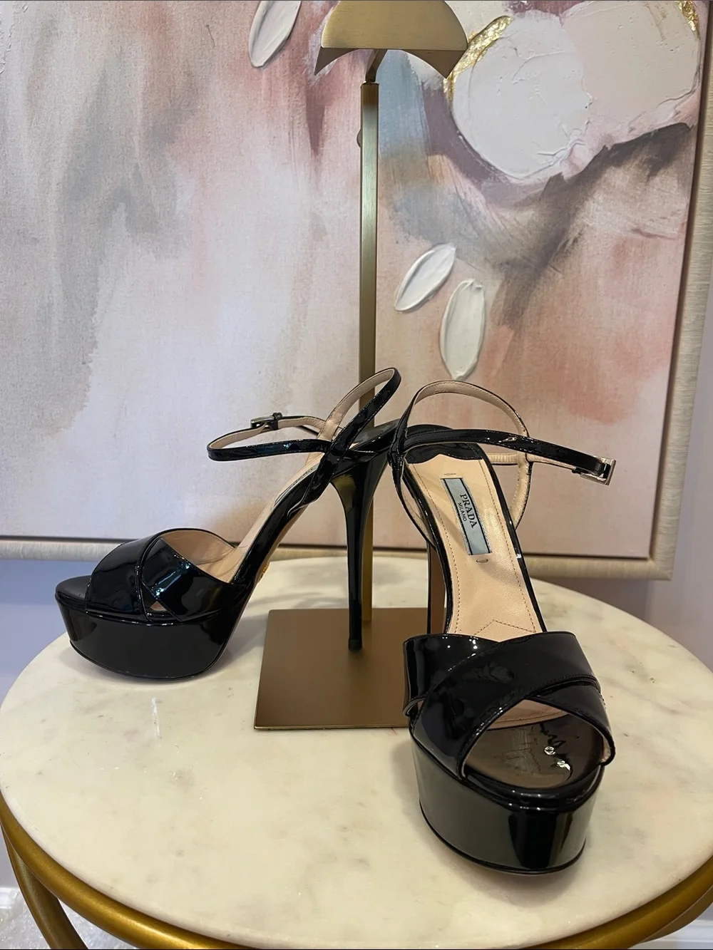 Prada Black Patent Platform Stiletto Heels